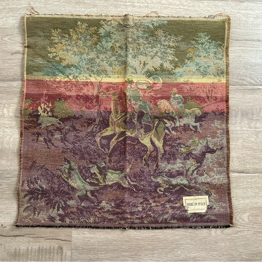 Vintage Needlepoint‎ Classic Italian Square Tapestry Rug Made In Italy 19”